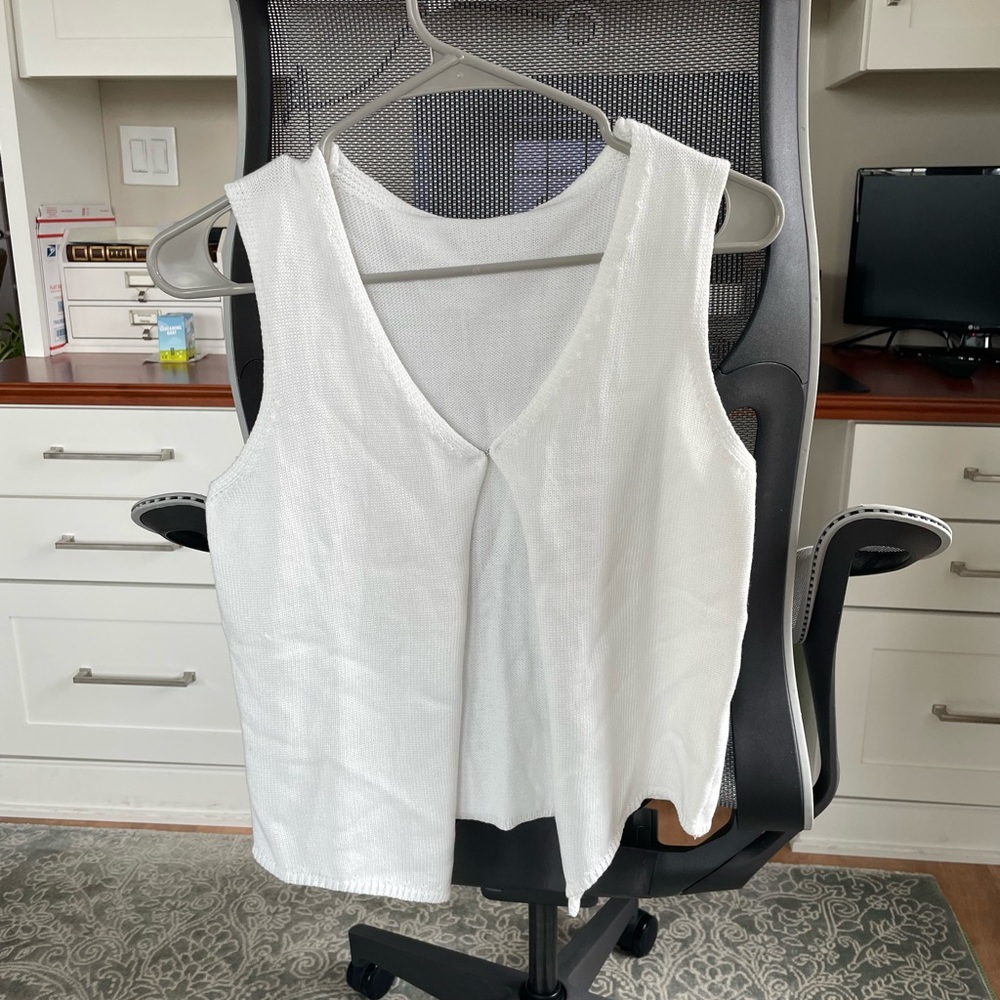 White Knitted Vest Top with single clip